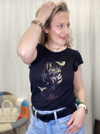 camiseta-negra-mujer-manga-corta-esta,Paco-tigre-Violante-manga
