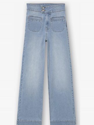 pantalón-vaquero-mujer-Azul-claro-tiro-alto-novedad-primavera