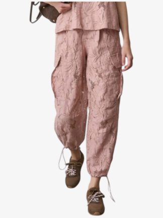 pantalón-mujer-Cargo-encaje-Rosa-casual