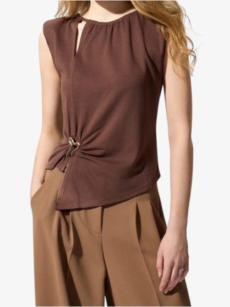 camiseta-mujer-sin-mangas-Marrón-hebilla-lateral