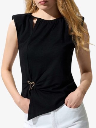 camiseta-broche-manga-corta-algodón-mujer-fashion