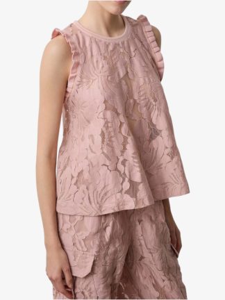 blusa-Rosa-mujer-verano-encaje-conjunto-pantalon