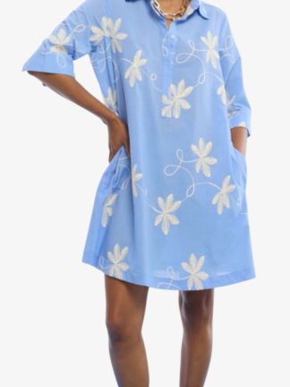 vestido-camisero-Azul-Flores-mujer-verano-con-esencia