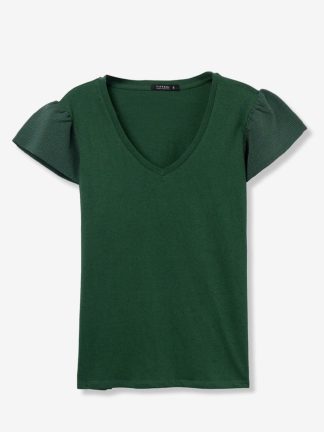 camiseta-algodón-básica-mujer-manga-corta