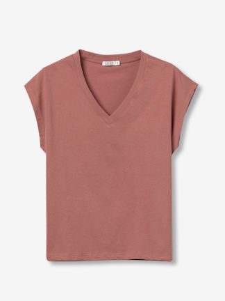 camiseta-algodón-mujer-sin-mangas-escote-v-rosa