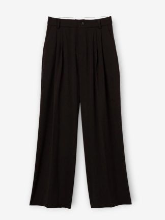 pantalón-pinzas-vestir-chocolate-boton-cremallera-tiro-alto