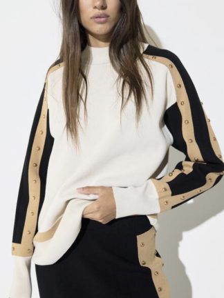 jersey-mujer-negro-café-tachas-punto