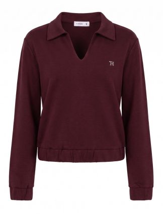 sudadera-escote-v-mujer-Burdeos-pantalón-a-juego-chandal