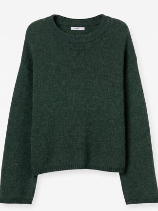mujer-jerseys-invierno-verde-cuello-redondo