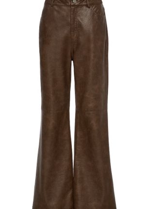 pantalón-mujer-largo-Polipiel-marron