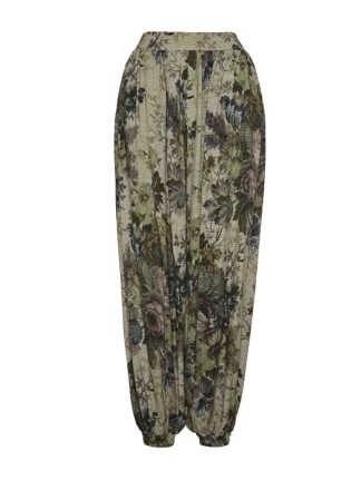 pantalón-bombacho-mujer-tonos-verdes-Flores-cintura-elastica